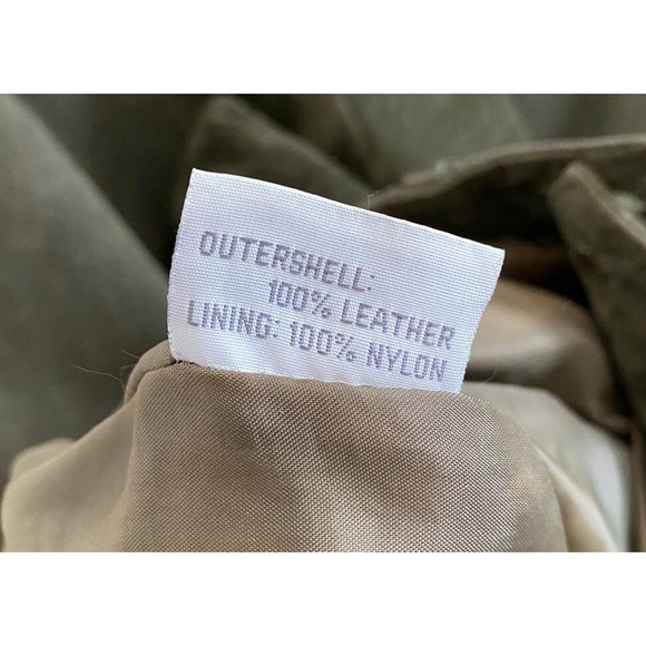 Vintage Lew Magram Womens Olive Green Leather Straight Leg Pants Lined Size 8 - Picture 4 of 9